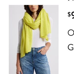 Nordstrom Cashmere Scarf, Green Sulphur (yellow)